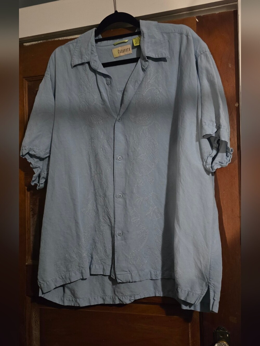 Cubavera Light Blue Embroidered Button-Up Shirt